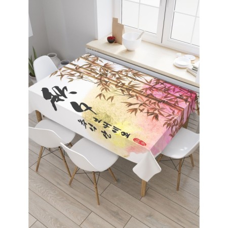 The tablecloth "Hieroglyphs and bamboo", rectangular, sata, size 120x145 cm