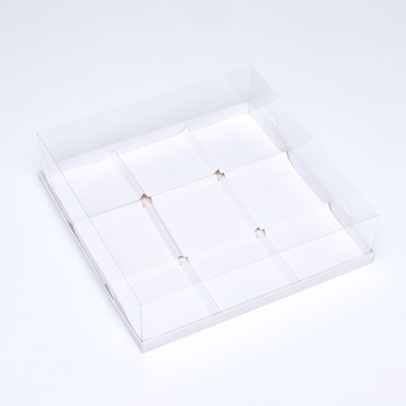 Box for mousse cakes 9 pieces 30x30x8, white-1