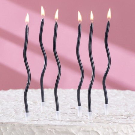 Candles for cake twisted "serpentine" 6 pcs, cocktail, wet asphalt-5