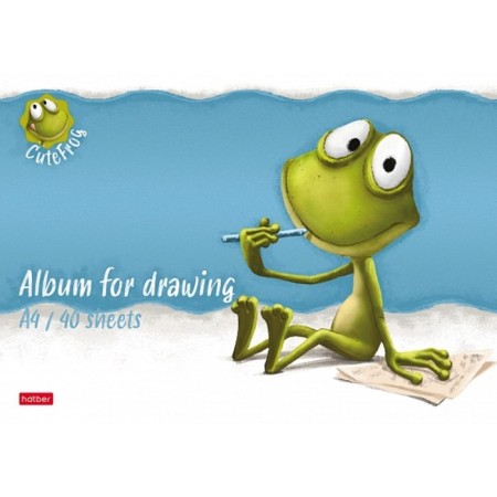 Album for drawing A4, 40 sheets, on a paper clip, "frog den", covered cardboard, matte lamination, embossing, block 100 g/m², mix-3