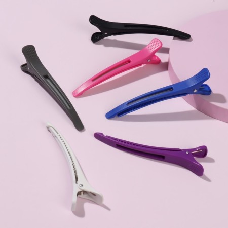 Hair clamps, with silicone tape, set - 6 pcs, 11 cm, color mix-1