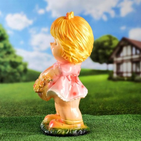 Garden figure "Girl with medium flowers" 25x23x49cm-1