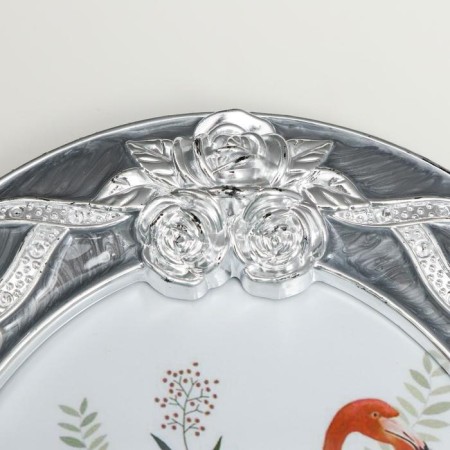 Photo frame plastic 15x20 cm "Oval with silver roses" gray 23x18x1.5 cm-2