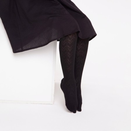 Pantyhose children's openwork era "Christmas tree" color Black, 10-12 years old-2