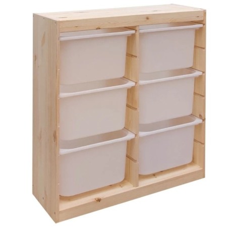 Trofast-3 rack, with containers, vertical, pine array-10