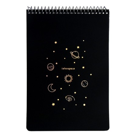 A5 sketchbook, 30 black sheets on the crest, "planets", solid substrate, density 110 gr., Mix-5