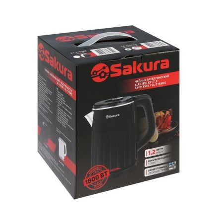 Electric kettle Sakura SA-2155WG, plastic, Metal flask, 1.2 l, 1500-1800 watts, white-8