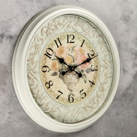 Wall clock, series: interior, "roses", smooth move, d-50 cm, 1 aa-1