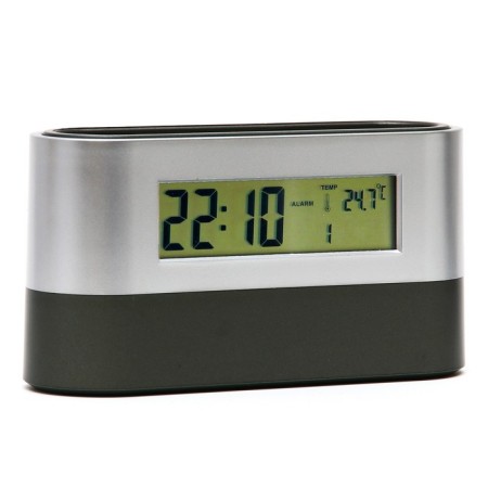 Clock - desktop organizer: alarm clock, thermometer, calendar, 15.1 x 4.7 cm, 2aa-2