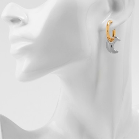 Earrings with the removable element "Transformer" Moon, color gold with silver-3