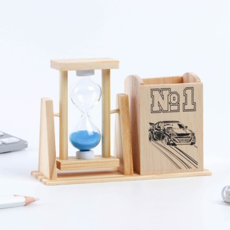 Organizer for the office with sand clock (2 in 1) “No. 1”, 9.5 x 13.5 cm-3