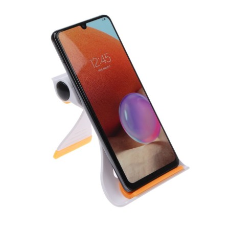 Luazon phone stand, folding, reinforced, adjustable height, white/orange