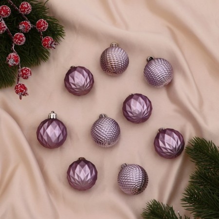 Set of balls plastic D-4 cm, 16 pcs "Isabelle" Patterns, lilac