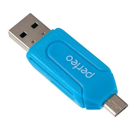 OTG Perfeo PF-VI-O004, USB/Micro USB/Micro SD/MMC, blue