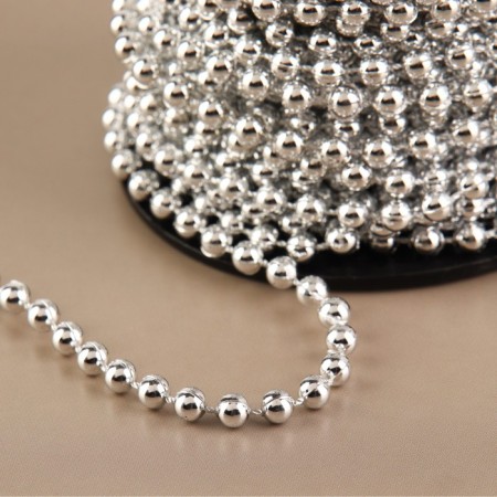 Beads on threads, round, 4 mm, 9 ± 1 m, silver color-1