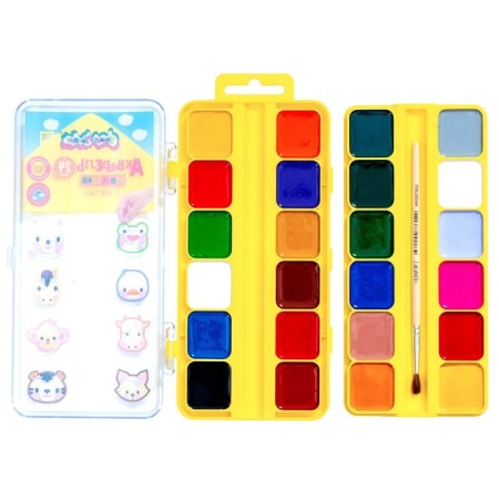 Watercolor 24 colors "Kalyak-Malyak" animals in a house, with a brush, plastic packaging-5