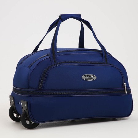 Road bag on wheels, lightning department, outer pocket, blue color
