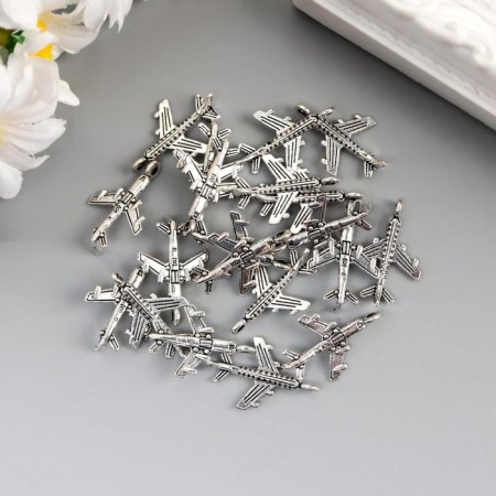 Decor for creativity Metal "Airplane" silver 1.8x1.2 cm-2
