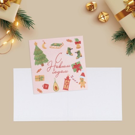 Mini-postcard "New Year's Joy", 7 x 7 cm-2