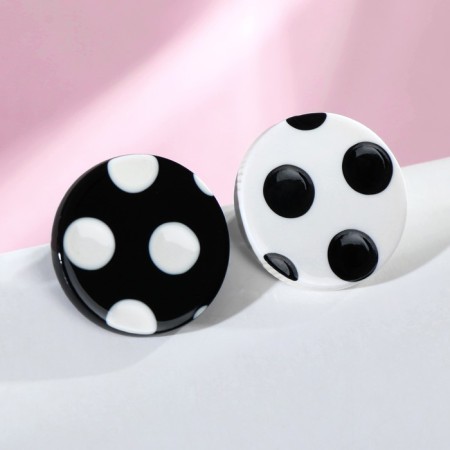 Acrylic earrings "peas" circles, black and white color-1
