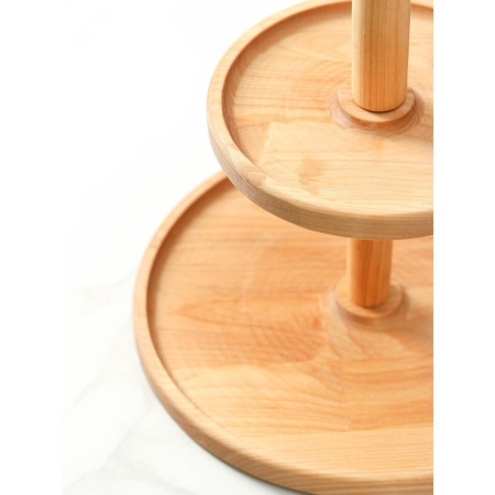 Double -tier stand ADELICA, D = 32 × 20 × 1.8 cm, height 27 cm, array of birch, saturated with oil-2