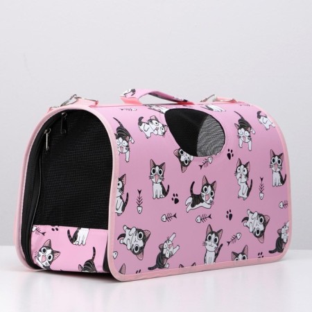 Bag - Animal Carrying "Playing Catets", Pink, Size M, 40 x 21 x 27 cm-1