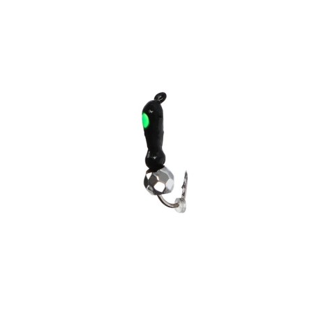 Mormyshka ants black, green eye + ball faced silver, weight 0.3 g-1