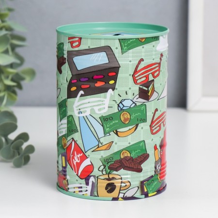Копилка металл банка "Родственники" МИКС 12,5х8,5х8,5 см-3