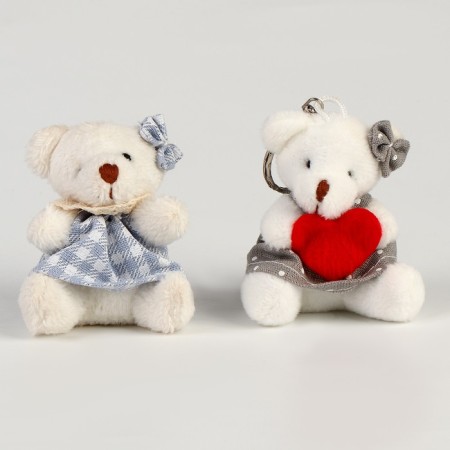 Soft toy "Bear with Heart" on the key fob, species mix-3