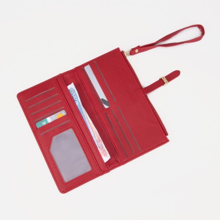 Women's wallet on the button, red color-4