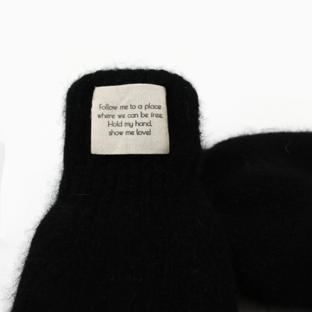 Women's mittens MIST with rabbit wool, rr 22 cm, col. black-6