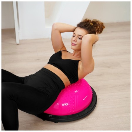 Half -sphere BOSU gymnastic onlytop, massage, with a pump, 55x25 cm, pink color-5