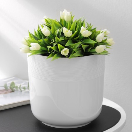 Kashpo for flowers with an insert "Linel", 4.5 l, d = 19 cm, h = 19 cm, white color-3
