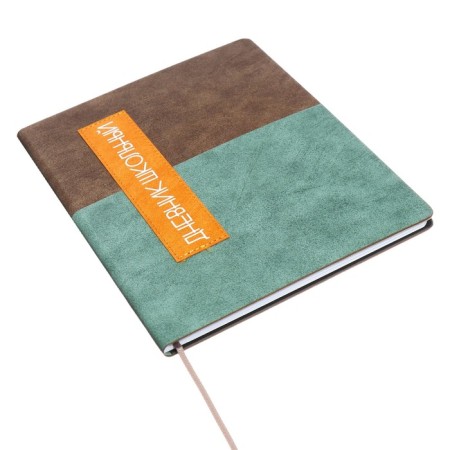 Universal diary for grades 1-11 "Geometry", solid cover of artificial leather, silkography, lies, 48 ​​sheets, brown-turquoise-1