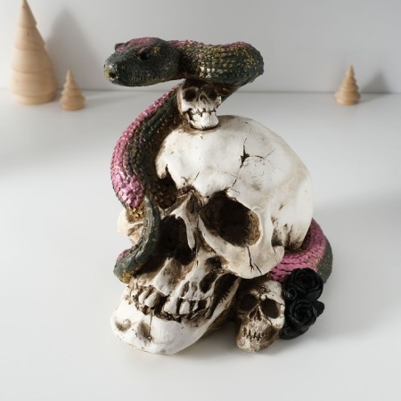 Souvenir Polystone Light "Skull with a snake" 19.5x14.5x17.5 cm