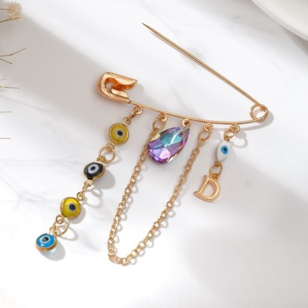 Pin-shaped “eyes” with pendants, 5 cm, color in gold-2