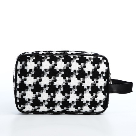 Cosmetic bag with lightning, white/black color-1