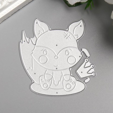 Cutting knife “Fox in the crown” Steel 2 elements 7.6x7.5 cm
