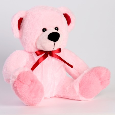 Soft toy "Bear" with a bow, 40 cm, light pink color-1