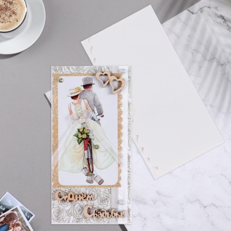 Money envelope "Happy Wedding Day!" Handmade, pair, 8x16 cm