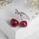 Brooch "Cherry" bulk, burgundy color in silver