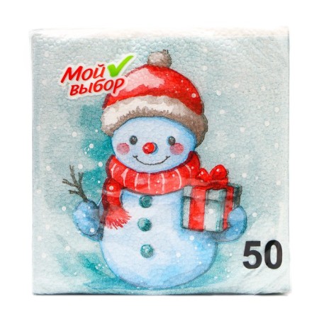 New Year's napkins of my paper selection "Snowman" 1 layer, 24x24 cm, 50 pcs-2