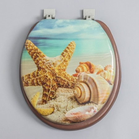 A toilet seat with a lid, soft, brown color, mix drawing-6