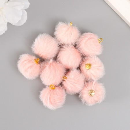 Decor for creativity Artificial fur "ball" Direct pink set 10 pcs, D = 2 cm-2