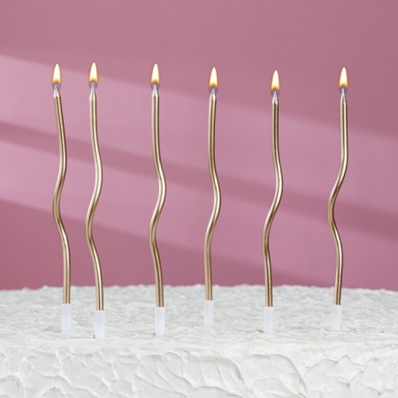 Candles for cake twisted "serpentine" 6 pcs, cocktail, champagne-5