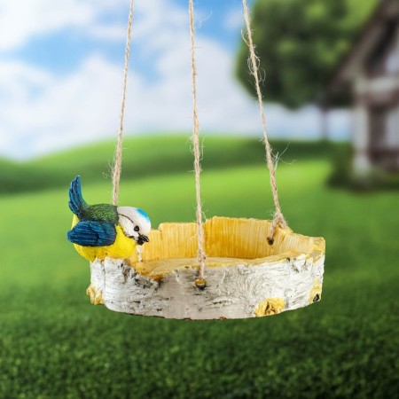 Hanging feeder "Sinichka on the stump" good souvenirs from the polystone, 17x8cm, on a rope-3