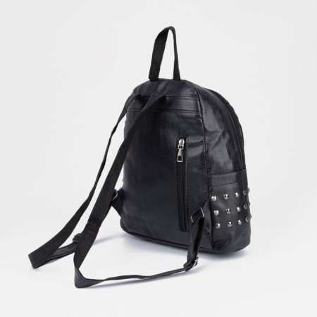 Women's backpack made of artificial leather with lightning, black color-1