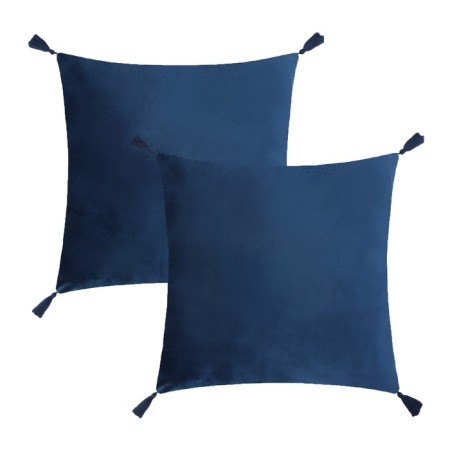 A set of decorative pillowcases Ethel with tassels, blue color, 45x45 cm - 2 pcs, polyester, velor