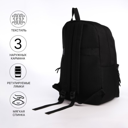 Youth backpack from a lightning textile, 3 pockets, a bag, a suitcase holder, black color is black-1
