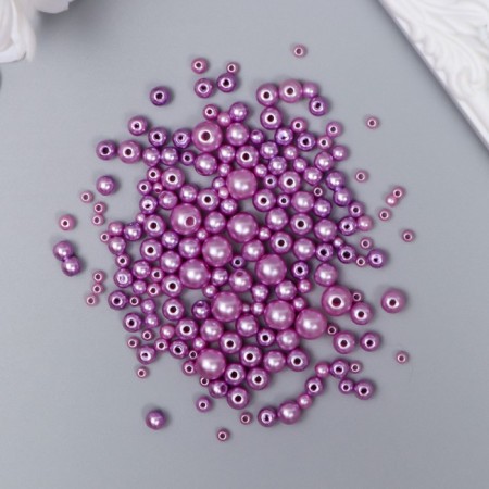 Beads for creativity plastic "Round. Lavender" d = 3-8 mm, set 10 grams